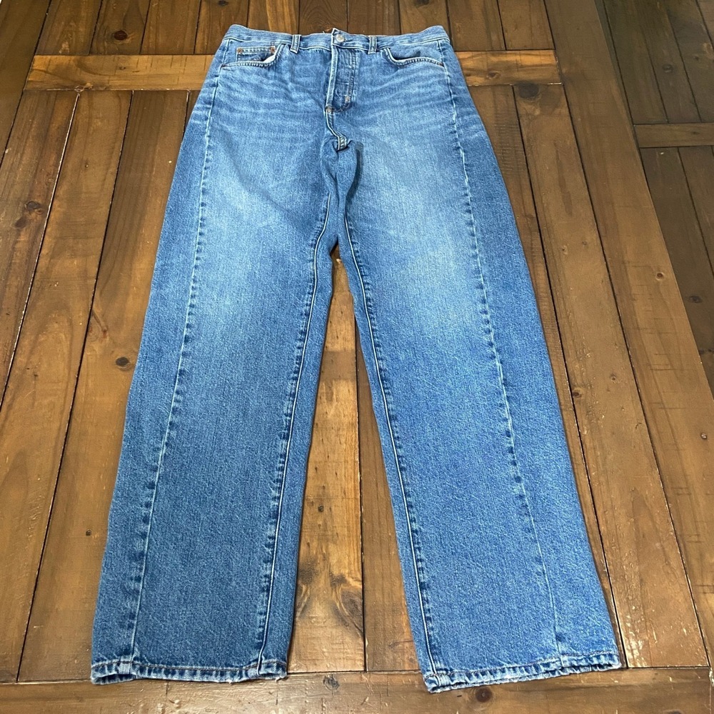 Madewell Pieced Barrel-Leg Jeans Medium Wash High Rise Button Fly Size 27